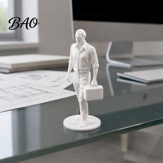 Workstation Mini Statue Desk Businessman Statue, 3D Printed Office Decor for Men, Small Workplace Executive Figurine with Briefcase, Motivational Home