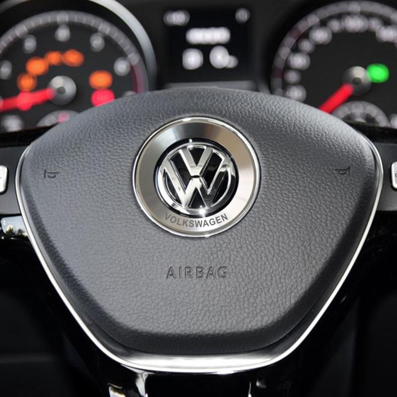 VW Car Aluminium Alloy Steering Wheel Logo Circle Trim Sticker Accessories For Volkswagen VW Jetta CADDY Tiguan Passat Golf Polo zs1