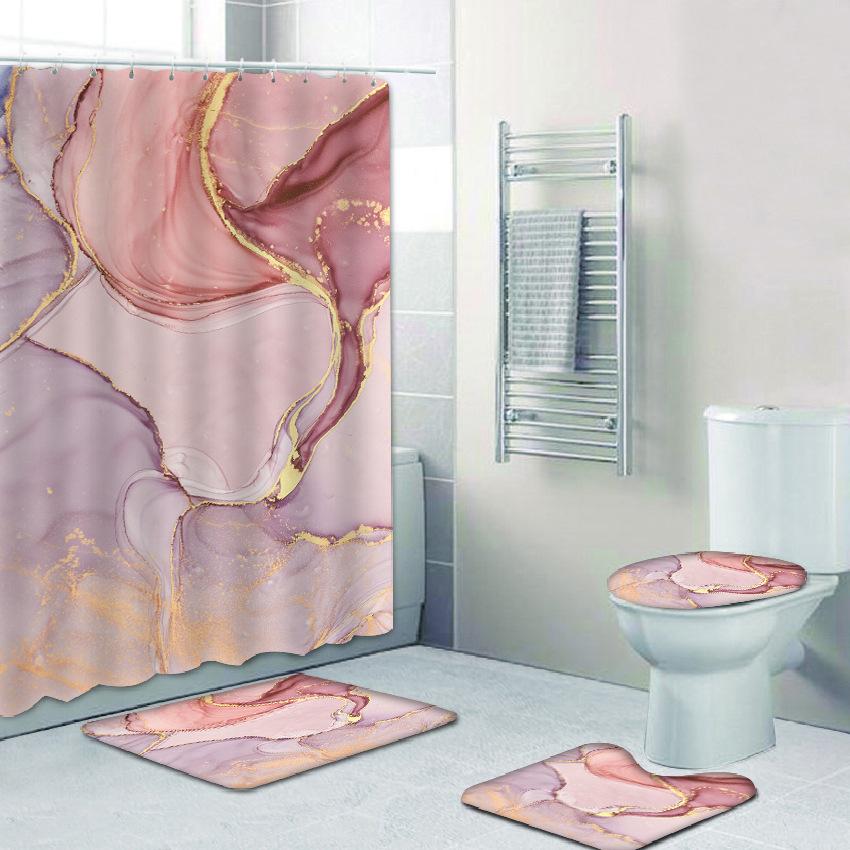 4 шт. 3D мраморная серия, наборы занавесок для душа для ванной комнаты, нескользящие коврики для ванной комнаты, крышка для унитаза, коврик для ванной