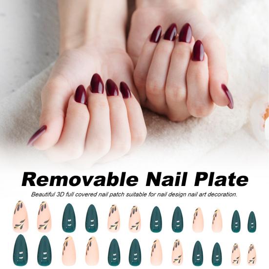 1 набор матовых и зеленых листьев для удаления поддельных ногтей. Легкое нанесение минималистичного сладкого анти-брейка для ногтей.