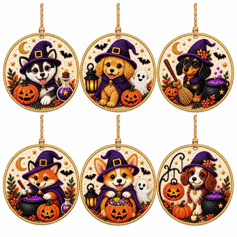 6pcs/set Metal Chain Diamond Painting Kit 3D Pearl Beads Hanging Suncatcher Craft  Christmas Decor