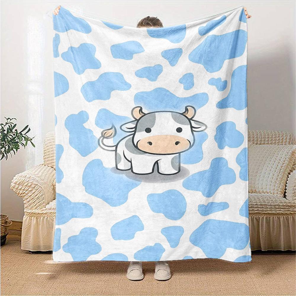 1pc cow pattern blanket Lightweight Flannel Throw for Sofa Bed Travel Camping Livingroom Office Couch Chair