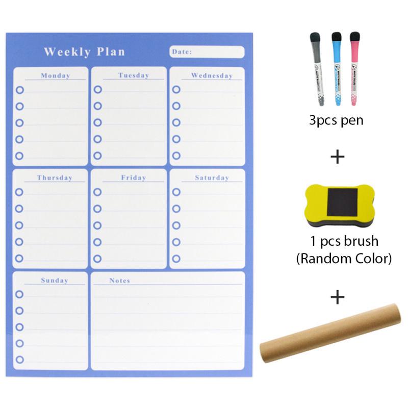 Магнитный календарь для сухого стирания, холодильник с 6 маркерами, магнитный список покупок, кухонный холодильник
