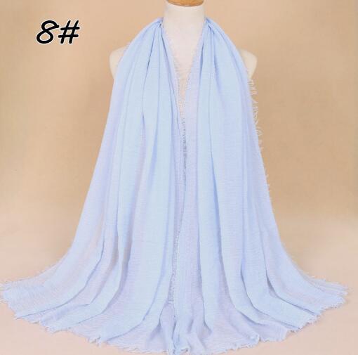 New Ethnic Oversize Muslim Crinkle Hijab Head Scarf Women Solid Bubble Cotton Shawls And Wraps Soft Big Linen Foulard Femme