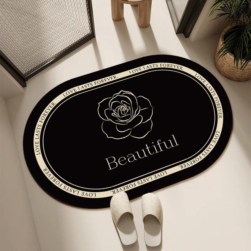 Diatom mud bathroom floor mat, toilet water absorption quick-drying, bath non-slip and anti-drop mat, toilet door floor mat