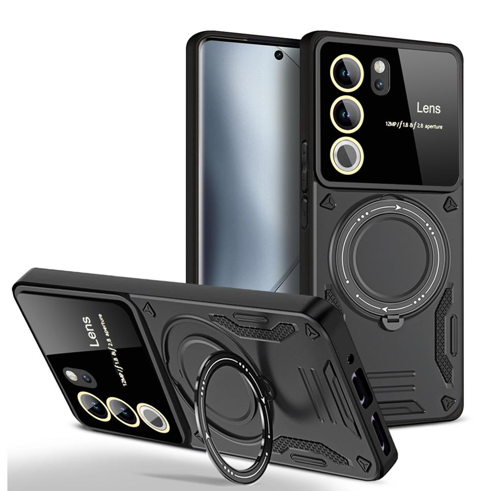 KEYSION Противоударный чехол для VIVO V29 5G V27 V27e, кольцевая подставка, защитная задняя крышка для камеры, задняя крышка телефона для VIVO Y36 4G Y35 Y22 Y22S Y16