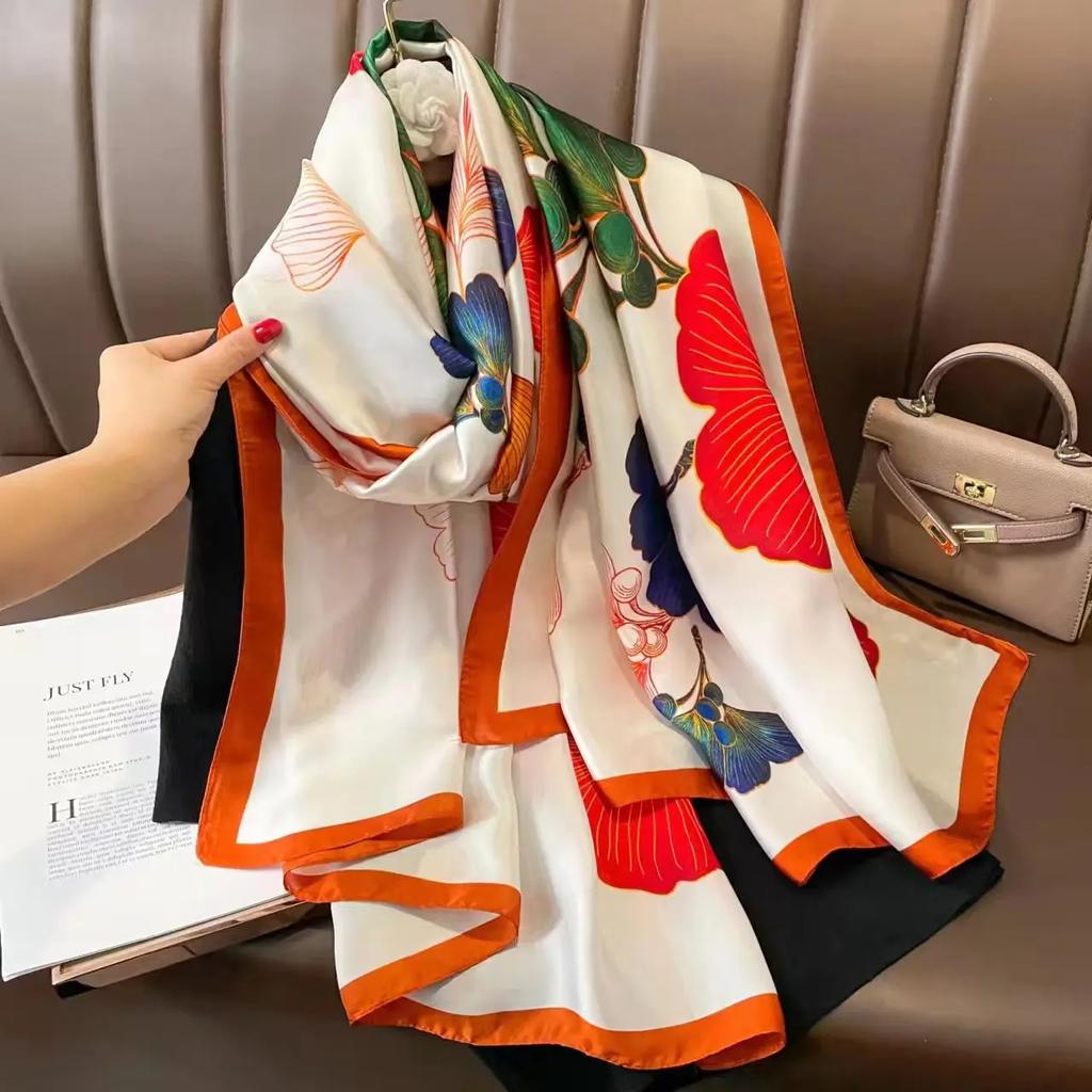 180*90cm Luxury Brand Ladies Spring Summer Long Silk Scarf Shawl Digital Painted Shawl Gogh Oil Painting Lady Foulard Bandanna