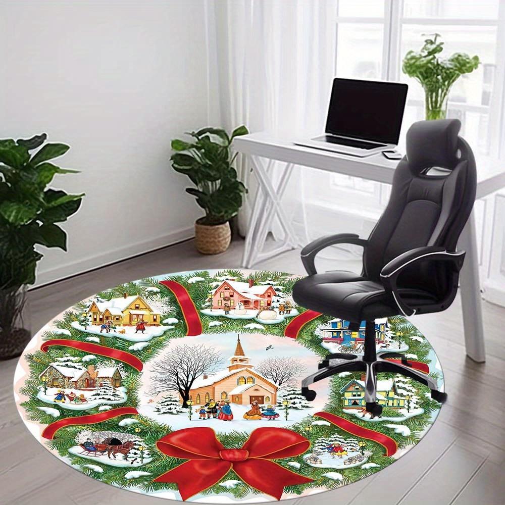 1 Piece Christmas Decoration Black Pink Santa Claus Round Rug Suitable For Office Bedroom And Kitchen Home Decoration Christmas Decoration Gifts For