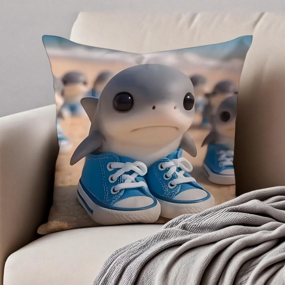 Funny italian brainrot create animals Cushion Cover Pillowcase Antidustmite Invisible Zipper Short Plush Sofa Cushion