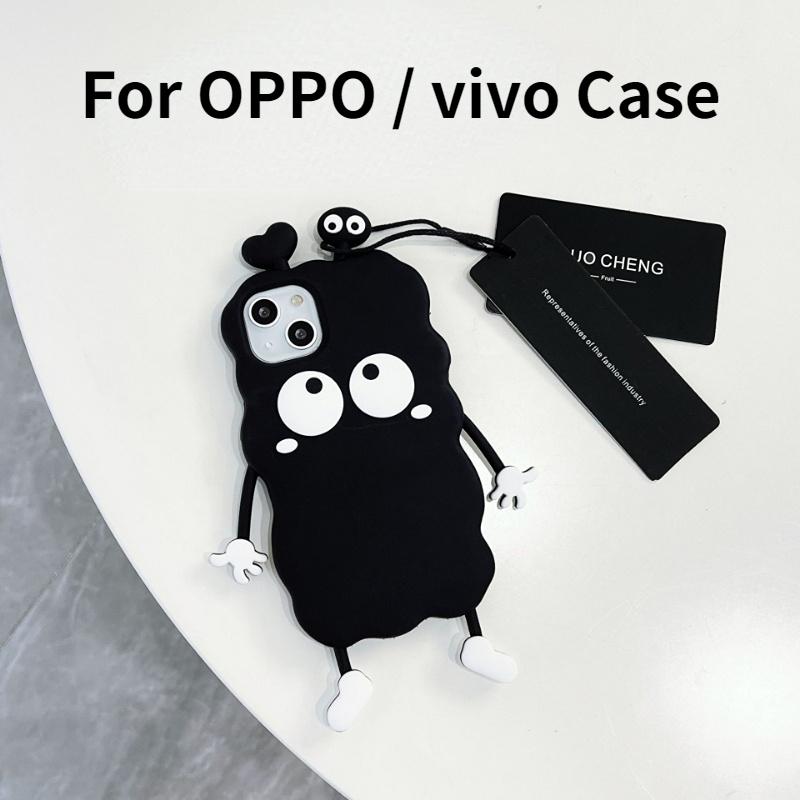 Черный 3D чехол с милым мультяшным рисунком для OPPO RENO 8 PRO A53 A72 R15 Vivo Y55S Y33s y7s, роскошный мягкий силиконовый чехол для телефона для детей