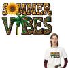 Stickers On Clothes Summer Vibes Diy T-Shirt Parches Ropa Clothes Stickers Hoodies Heat Press Appliqued Iron On Patch