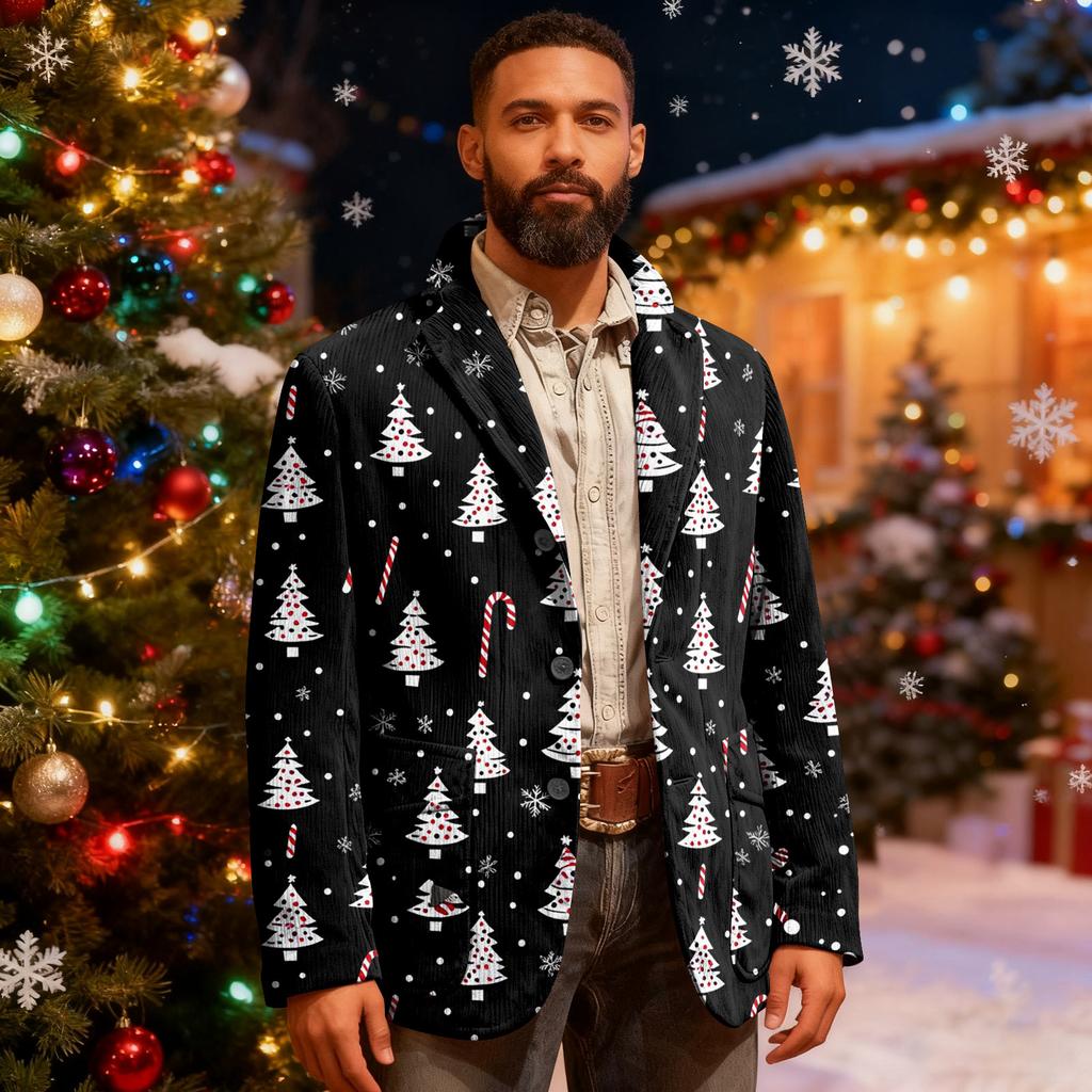 Мужской уродливый рождественский вельветовый теплый карманный пиджак-кардиган, мужской повседневный костюм