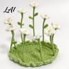 Forest Style Home Decor Handmade Knitted Daisy Coaster for Drinks Aesthetic Crochet Flower Cup Mat with Bendable Cute Desk Women Stems Table
