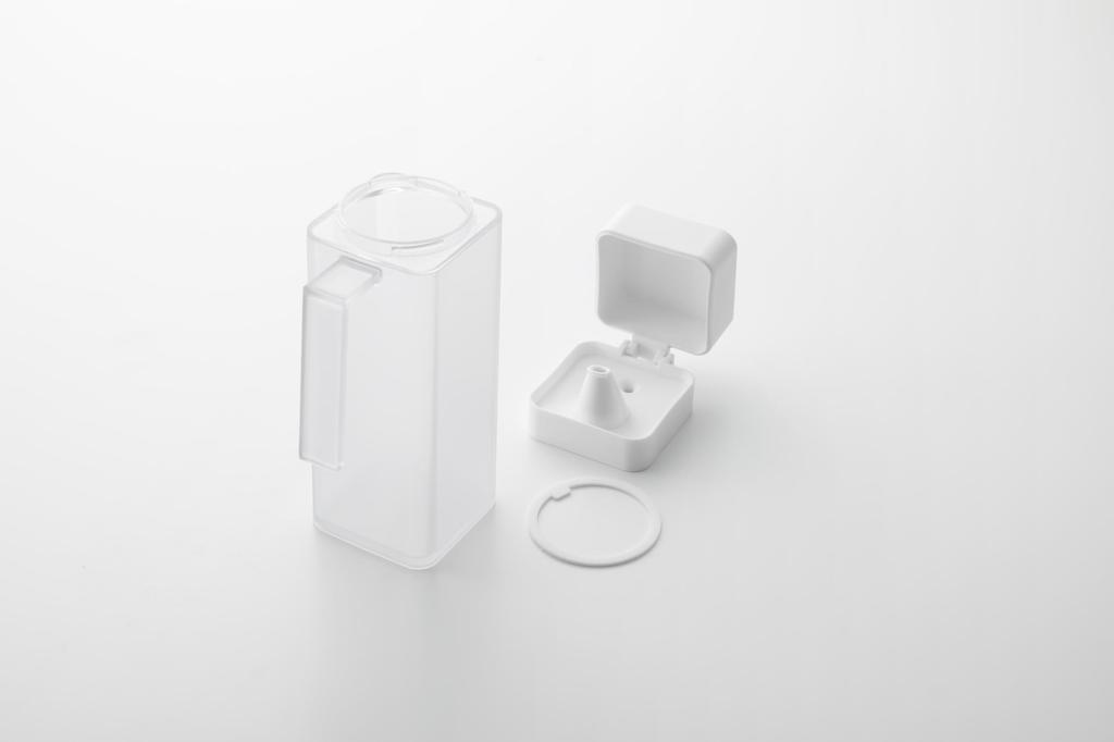 Yamazaki Tower Condiment Bottle with X D10 X Easy Disassembles for 1517 Lid, White, W6.6 H21.5cm, Refillable, Open/Close, Washing,