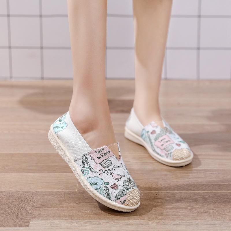 22 женские туфли повседневная мода парусиновые туфли с плоским дном дышащие старые пекинские тканевые туфли женская обувь материнская обувь низкие производители
