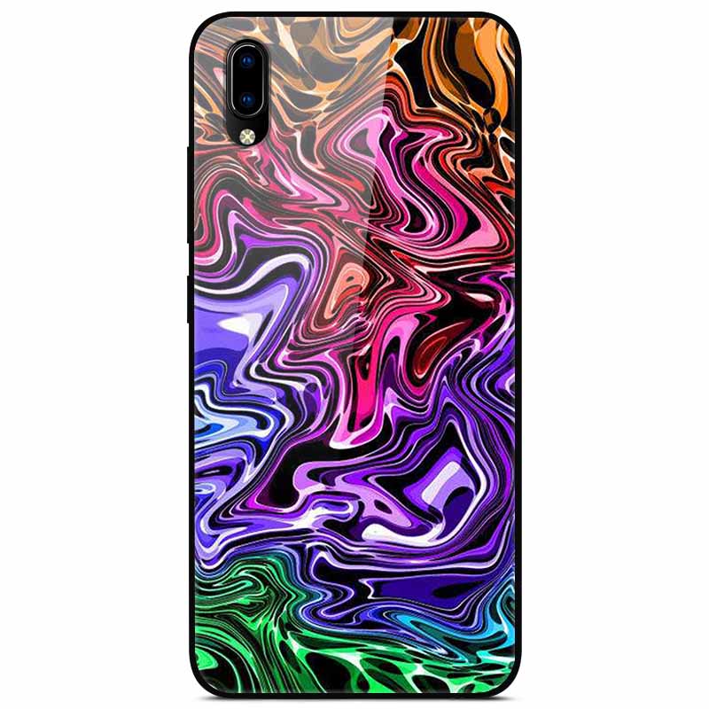 Case Tempered Glass Hard Clear Phone Case For Vivo Y91C Protector Shockproof Marble Fundas Coque