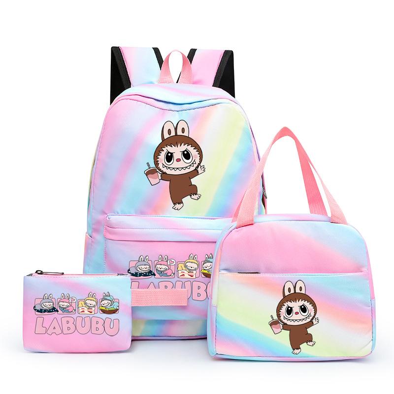 3Pcs/set Printed Backpack with Lunch Bag Pencil Case Student Teenager Boy Girl Bagpack Women's Backpack Set Travel Bag