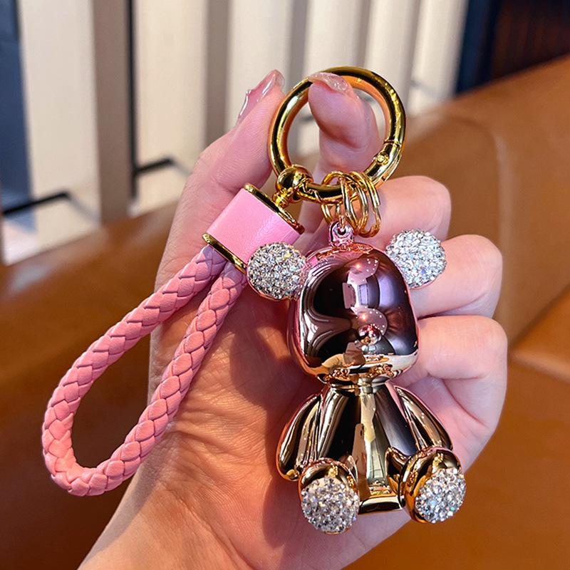 High-End Diamond-Encrusted Violent Bear Keychain Women'S Fashion Car Key Chain Exquisite Bag Pendant Creative Key Ring