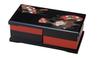 Wakaizumi Lacquerware Jubako Box, 10.5cm Long Rectangular Multi-Purpose Hors D'oeuvre, Black, Wave Fan Pattern, 2-Tier Set, H-159-29