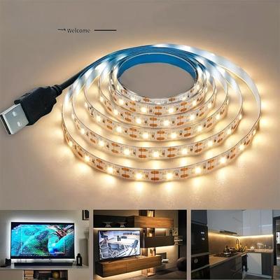 5 В USB светодиодная лента теплая/белая гибкая лампа рождественские украшения для подсветки телевизора освещение «сделай сам» спальни, шкафы, кухни