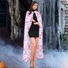Halloween Cloak Long Hooded Cape with Blood Spider Web Print for Kids Adults Halloween Party Dress Up Accessory for Performance Cosplay Masquerade