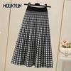 Новая высококачественная вязаная плиссированная юбка на осень и зиму Женская юбка с высокой талией, стройнящая и универсальная, юбка средней длины
