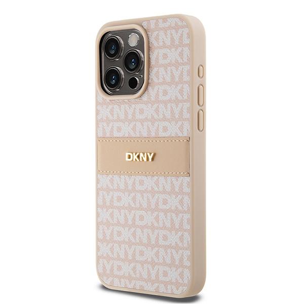 Dkny Dkhcp15Xprthslp iPhone 15 Pro Max 6.7 Розовый/Pink Жесткий Чехол Кожаный Моно-Полоса и Металлический Логотип