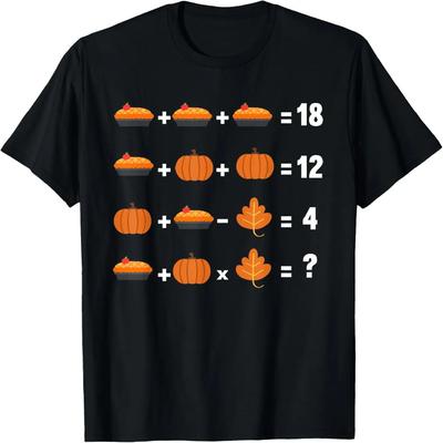 Math Equation Thanksgiving Day Funny Pumpkin Pie Fall Leaves T-Shirt