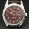 ВИНТАЖНЫЕ ОТРЕМОНТИРОВАННЫЕ МУЖСКИЕ АВТОМАТИЧЕСКИЕ ЧАСЫ CITIZEN 8200 ЯПОНИЯ КОРИЧНЕВЫЙ ЦИФЕРБЛАТ a447145-1