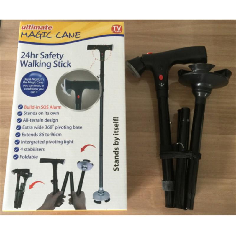 TrustyCane: Light-Up Walking Stick with Voice Broadcast for Seniors, Five-Section Adjustable Design