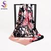[BYSIFA] Women Chinese Style Navy Blue Pink Silk Scarf Shawl Winter Brand Square Satin Scarves Wraps Spring Autumn Headscarves