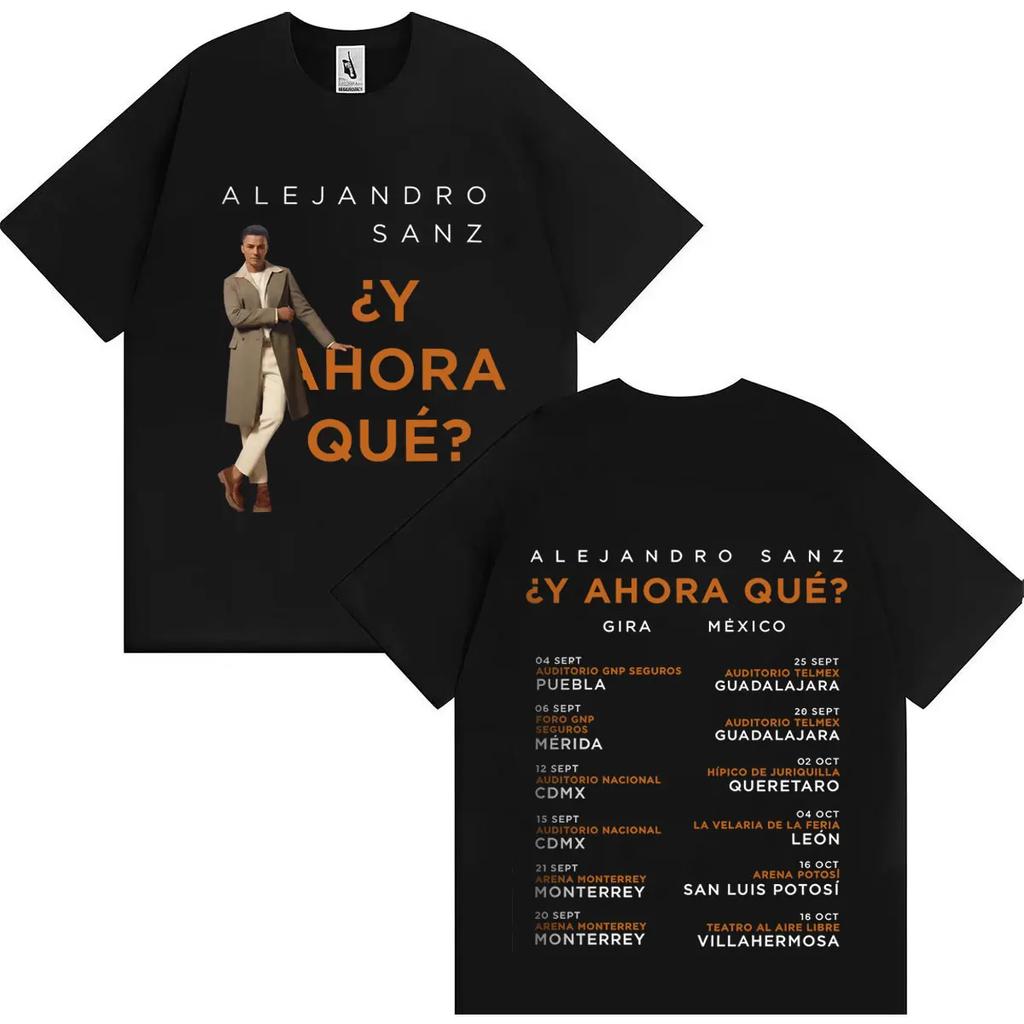 Singer Alejandro Sanz Double Sided Print 2026 Mens Womens Tees Fashion Oversized Casual High Quality Cotton Short Sleeve Tshrits