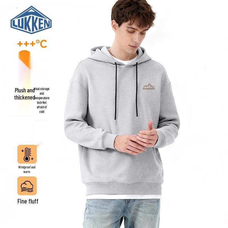 LUKKEN Men's Fleece-Lined Hooded Pullover with Mountain Ridge Graphic