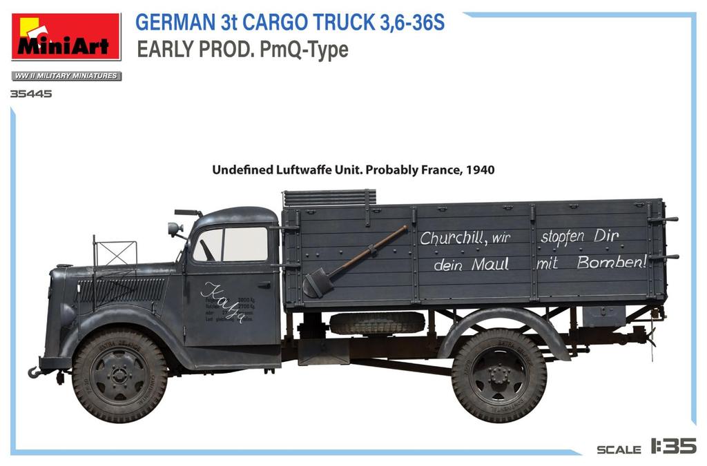 MiniArt German Cargo Truck Early Model PmQ Type Plastic Model MA35445 1/35 3-ton 3,6-36S