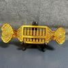 Mini Brass Abacus Ruyi Decoration Vintage Chinese Ruyi Golden Abacus Math Calculating Tool Sculpture Feng Shui Decoration Home Office Desktop Ornament