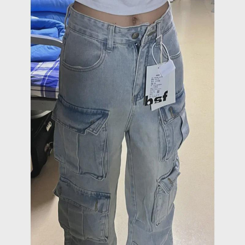 Женский комбинезон High Street Slim 2024 года: Повседневные брюки прямого кроя с широкими штанинами и высокой талией.