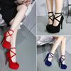 Super High Heels 14cm Waterproof Taiwan Fine with Black Girls Fashion Wild Single Shoes