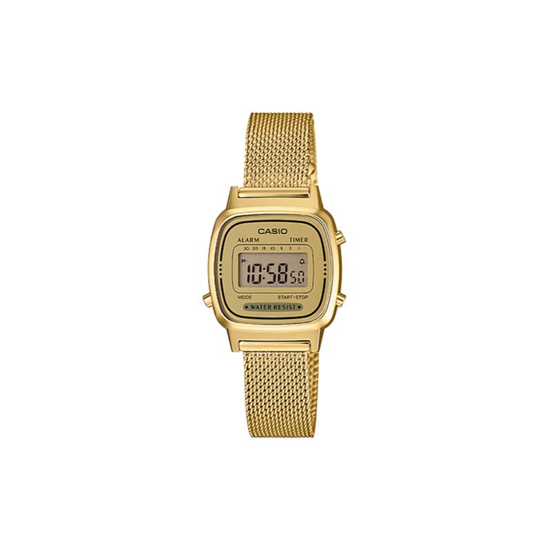Casio Серия YOUTH - металлические маленькие квадраты, модный ретро-тренд, для работы и отдыха, классические маленькие золотые слитки, водонепроницаемый ЖК-дисплей, LA670WEMY-9