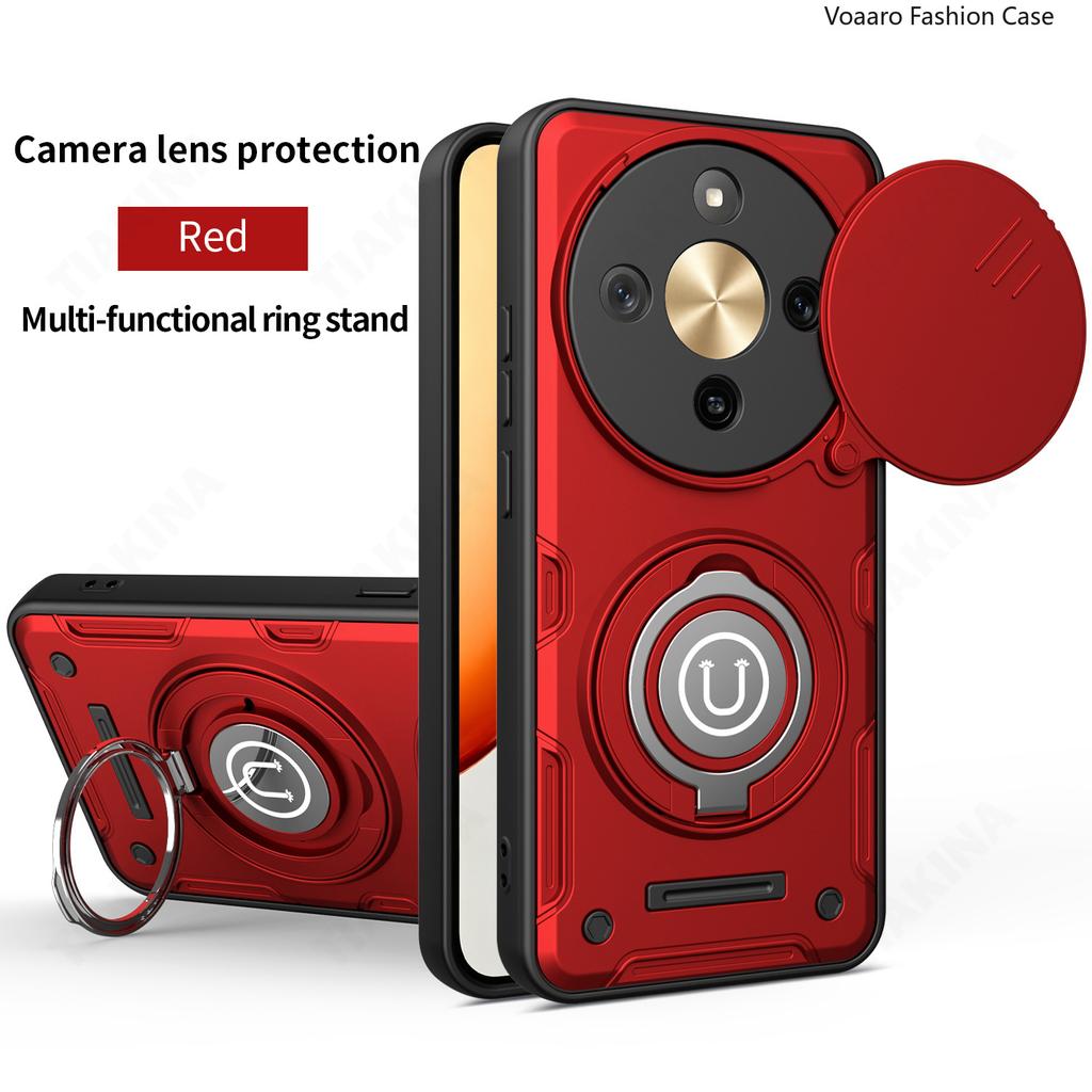 Чехол Funda с защитой камеры со сдвижной крышкой для Honor X9D 5G, Магнитное кольцо-подставка, Чехол-броня для Honor X70 5G