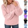 Women's Fashion Casual Round Neck Long Sleeve Cable Knit Sweater Top