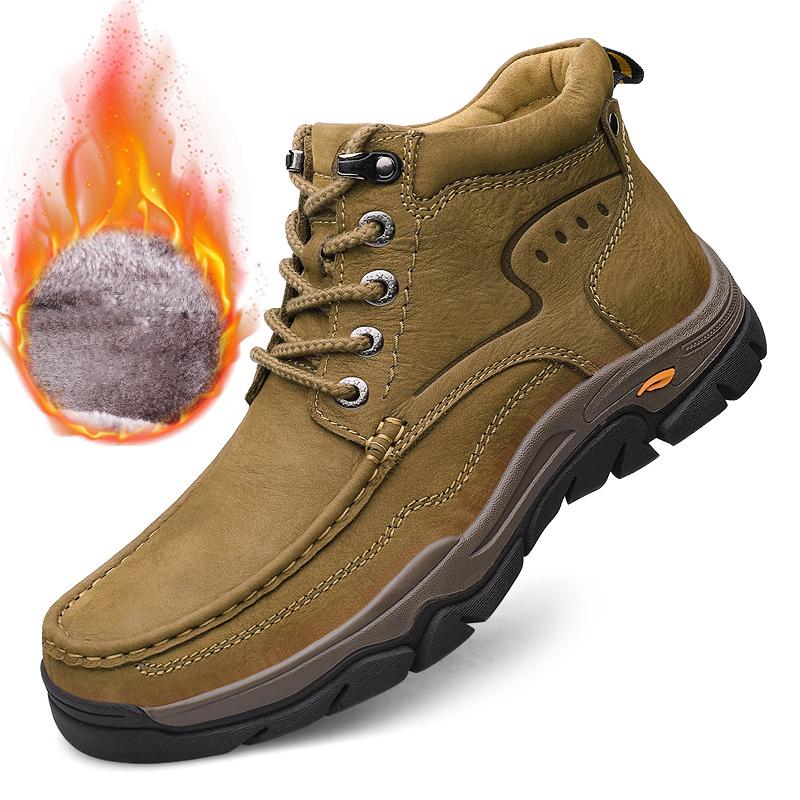 Мужская обувь из натуральной кожи, кроссовки, водонепроницаемые уличные мужские ботинки, зимние мужские походные ботинки