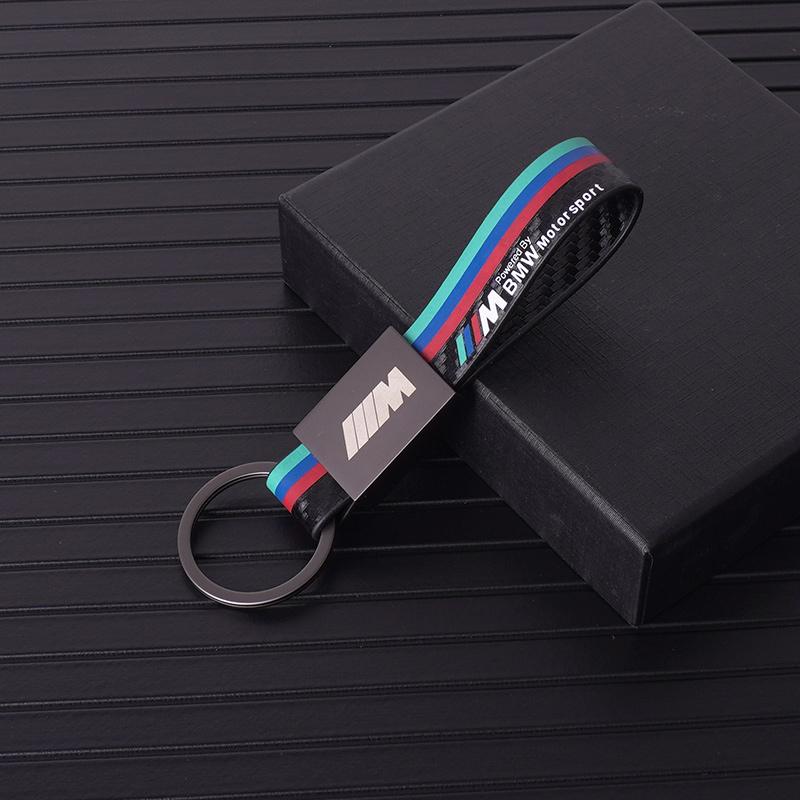 Carbon Fibre Leather M Sport Car Key Fobs Ring Key Chain for Bmw M Logo BMW E90 E91 E92 E93 E60 E61 F10 F07 E64 E63 Accessories lcmn88