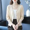 Petite V-Neck Pure Wool Knit Cardigan for Women - Spring & Autumn Fashion Outerwear Sweater
