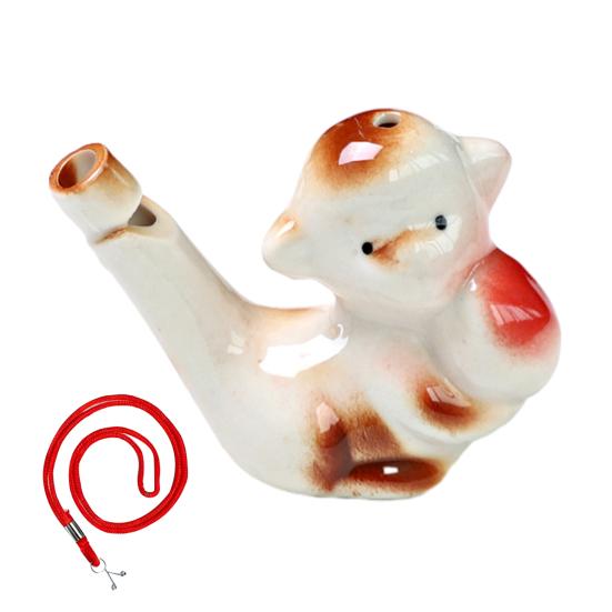 Мини Керамический Свисток Водяная Птичка Милые Животные Китайского Зодиака Шумоиздатель с Подвесным Шнурком Имитирует Пение Птиц Свисток Детская Игрушка для Ванны