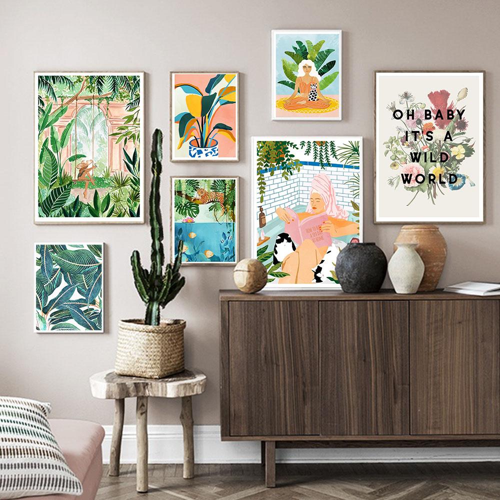 Дикий мир, природные тропические джунгли, качающиеся луга, настенная живопись на холсте, постер