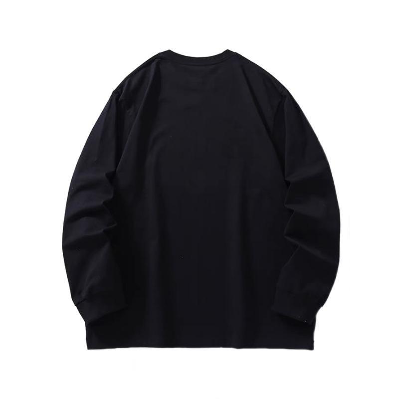 Большая осенняя одежда с длинными рукавами из чистого хлопка, новый мужской и женский топ, весенний внутренний слой, базовая рубашка, круглый вырез