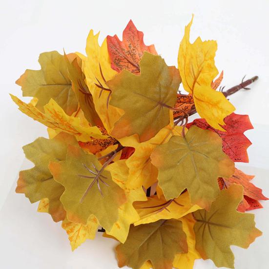 Искусственный красный кленовый лист со стеблем Реалистичный УФ-устойчивый для дома, в помещении и на открытом воздухе