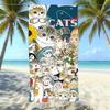 Cute Kitten Printed Microfiber Sand-Free Beach Towel Quick Dry Absorbent Bath Towel