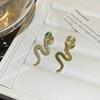 Fashion personality full of zircon serpentine stud earrings for women, big-name earclips without holes, exquisite earrings, silver needles