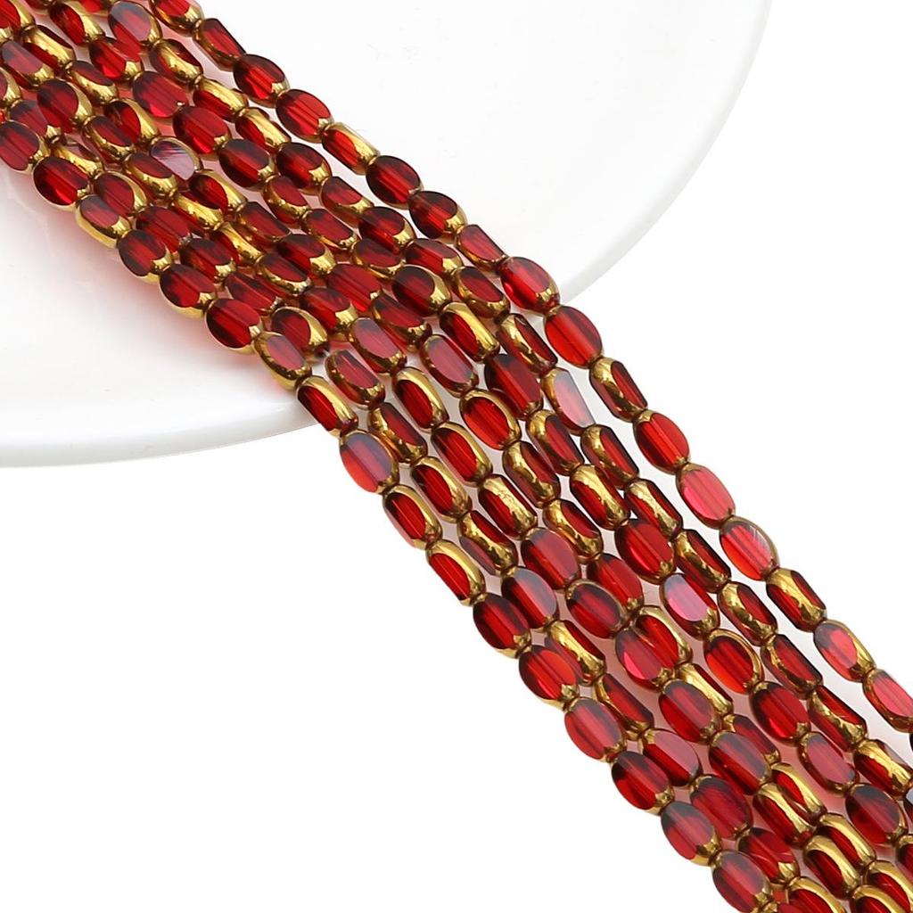 Овальные ограненные стеклянные кристаллы с золотистой окантовкой, в форме рисовых зерен, для изготовления украшений